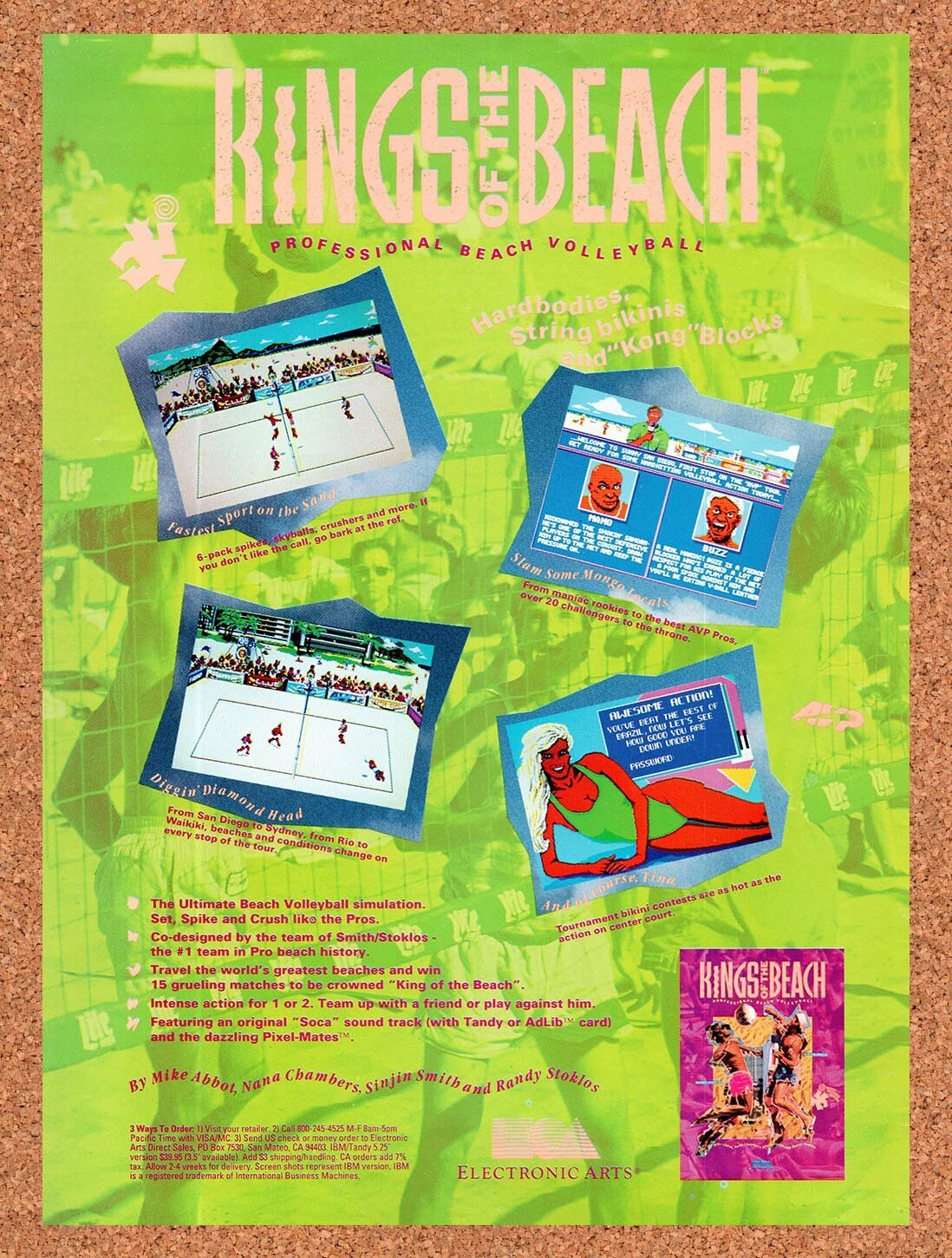 1989 Kings Of The Beach Commodore 64 Original Ad v1