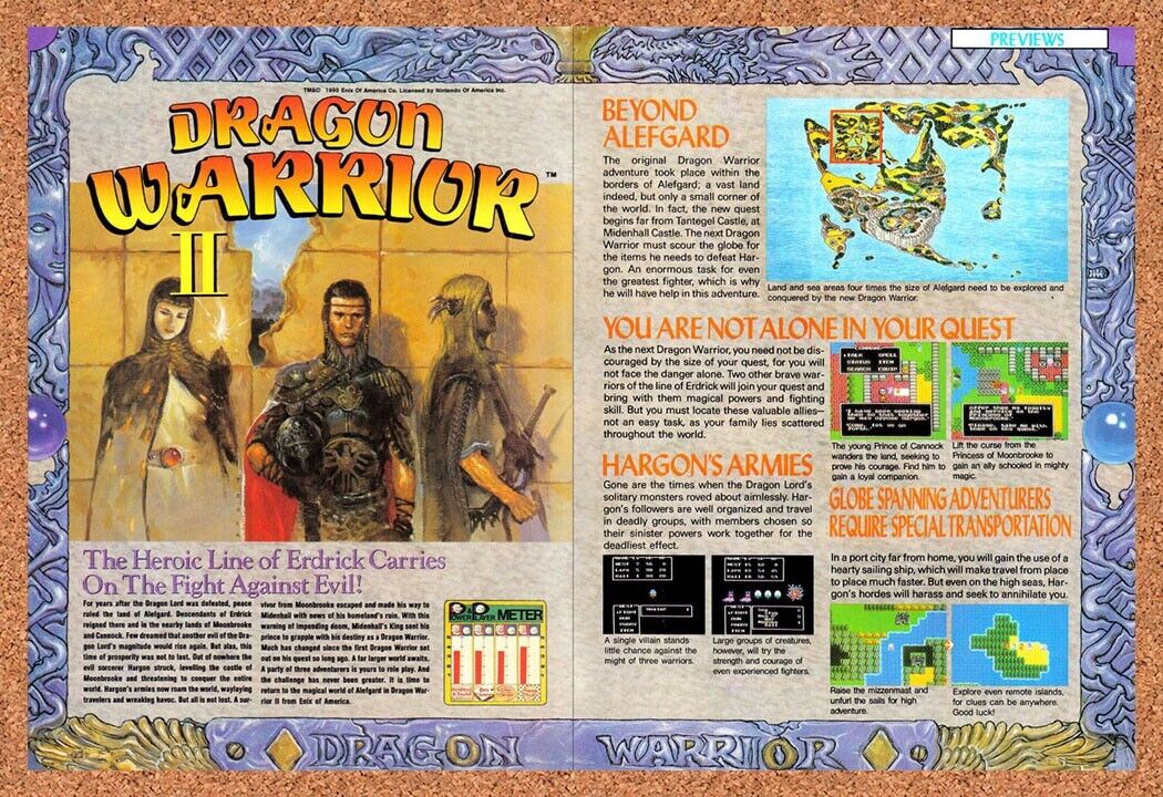 1992 Dragon Warrior II NES Original Ad v2