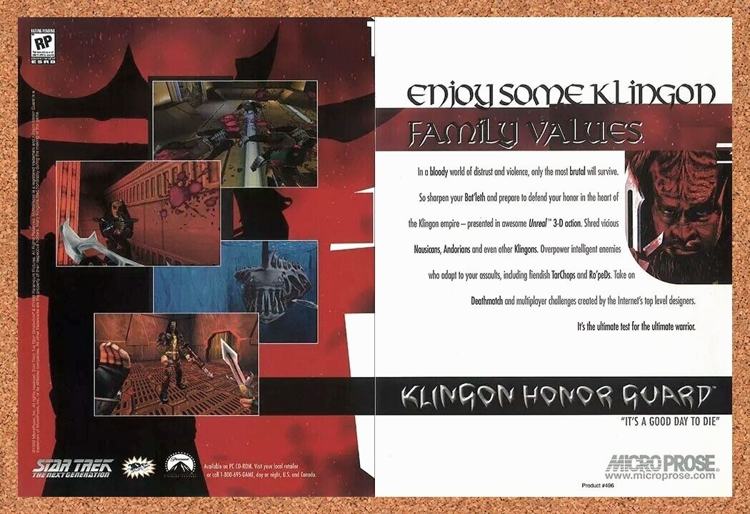 2000 Star Trek Klingon Honor Guard PC Original Ad v2