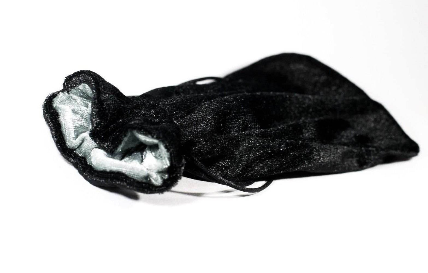 Large Black Velvet Gift Bag Game Dice Bag w/ Grey Velvet Lining Counter Pouch - 1
