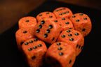 Fire Speckled 16mm D6 Pipped | Sold per die (Orange/Yellow/Blac) - 
