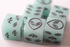 NEW Green Dice with Black Aliens GLOWS Dice 6 Sided Bunco RPG D6 16mm Roll - 