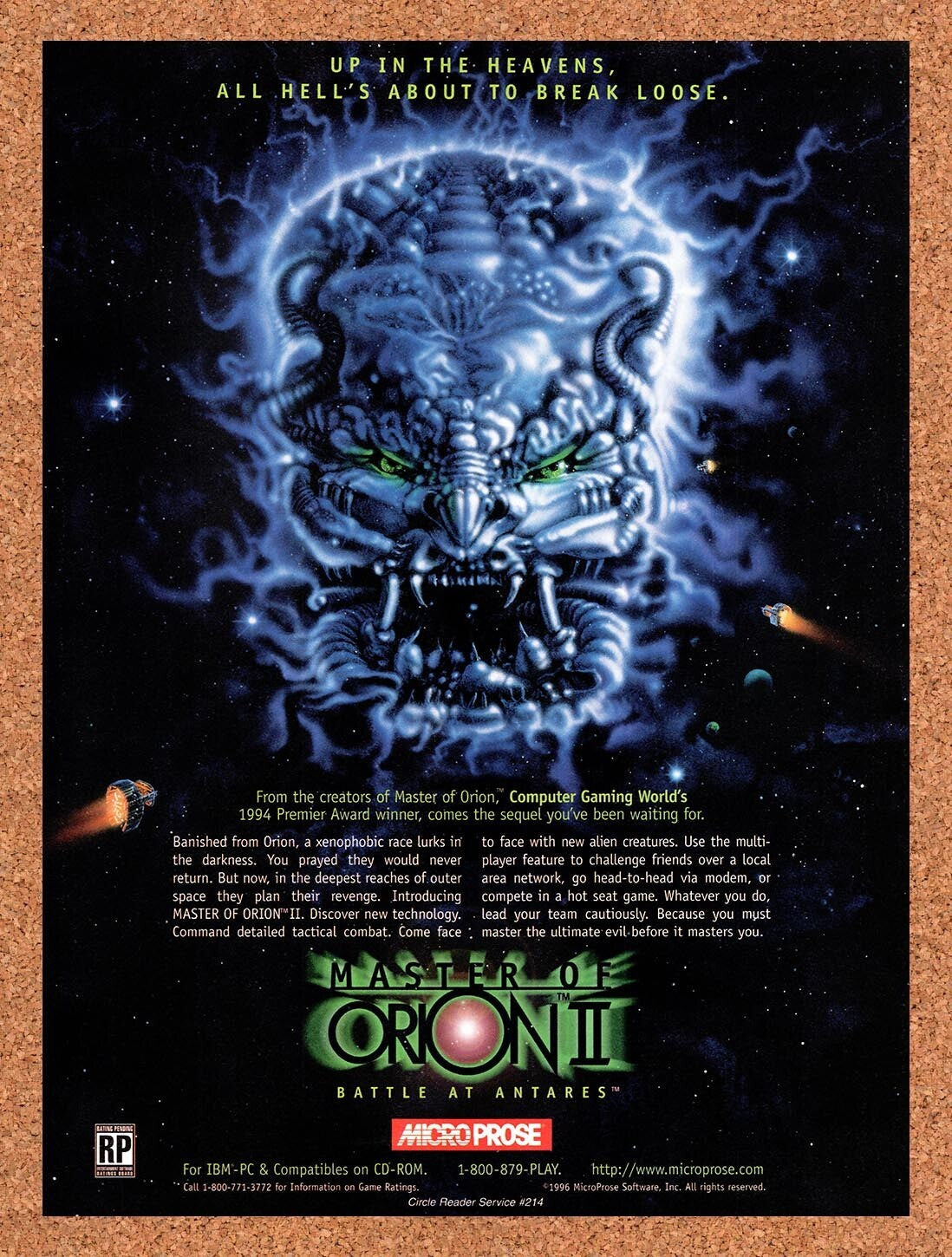 1996 Master Of Orion II Battle At Antares PC Original Ad v2