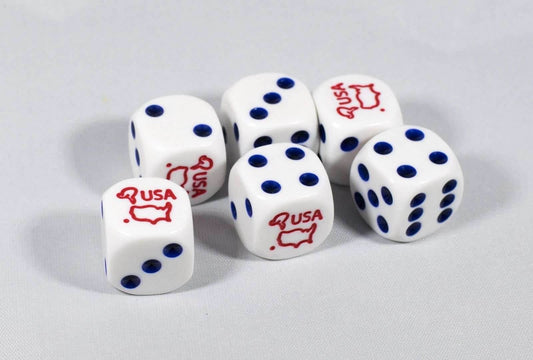 New (6) United States of America Dice Patriotic Bunco Gaming 16mm D6 Yahtzee - 