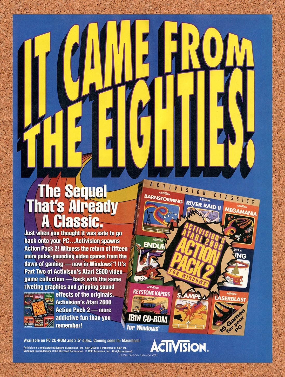 1995 Activision Classics Atari 2600 Action Pack 2 PC Original Ad v1