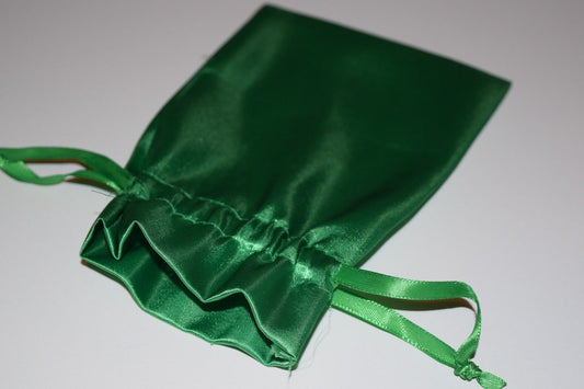 Large Green Satin Gift Bag Game Dice Bag  Counter Pouch 4" x 6" New Soft Gifts