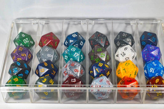 24x Speckled 34mm Chessex D20 Dice Complete Set with Case Large Size Collection - 