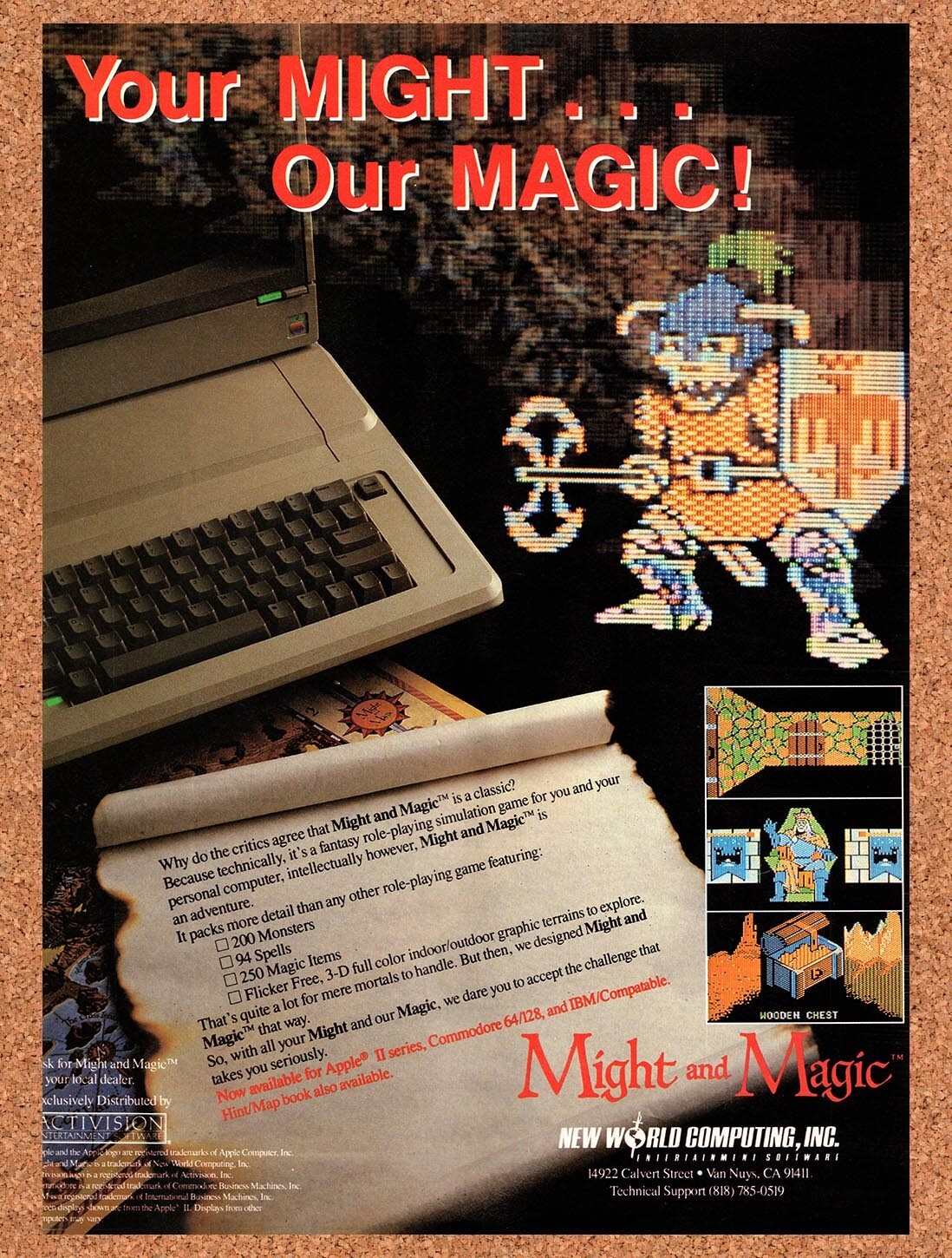 1987 Might And Magic Apple II Original Ad v2