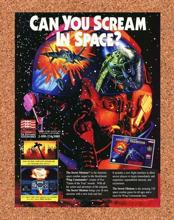 1994 Wing Commander Secret Missions SNES Original Ad v1