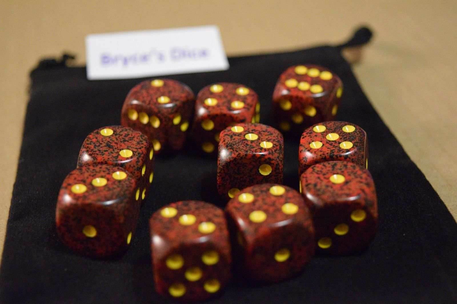 Mercury Speckled 16mm D6 Pipped | Sold Per Die (Red/Black/Yellow) - 