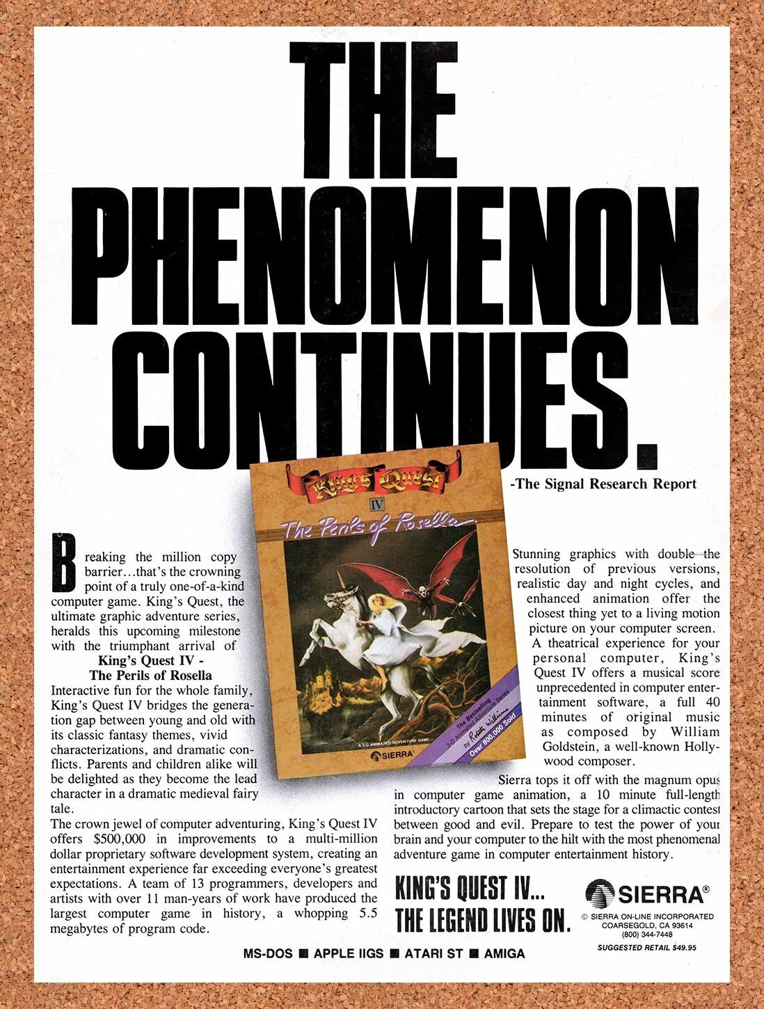 1989 Kings Quest IV The Perils Of Rosella MS-DOS Original Ad v1