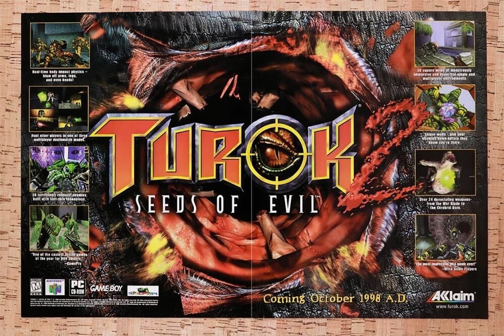 1998 Turok 2 Seeds Of Evil N64 Original Ad v3