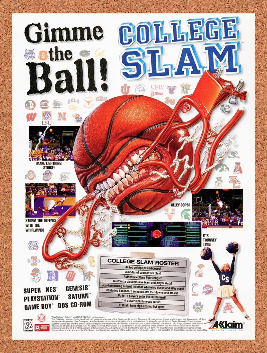 1996 College Slam SNES Original Ad v1