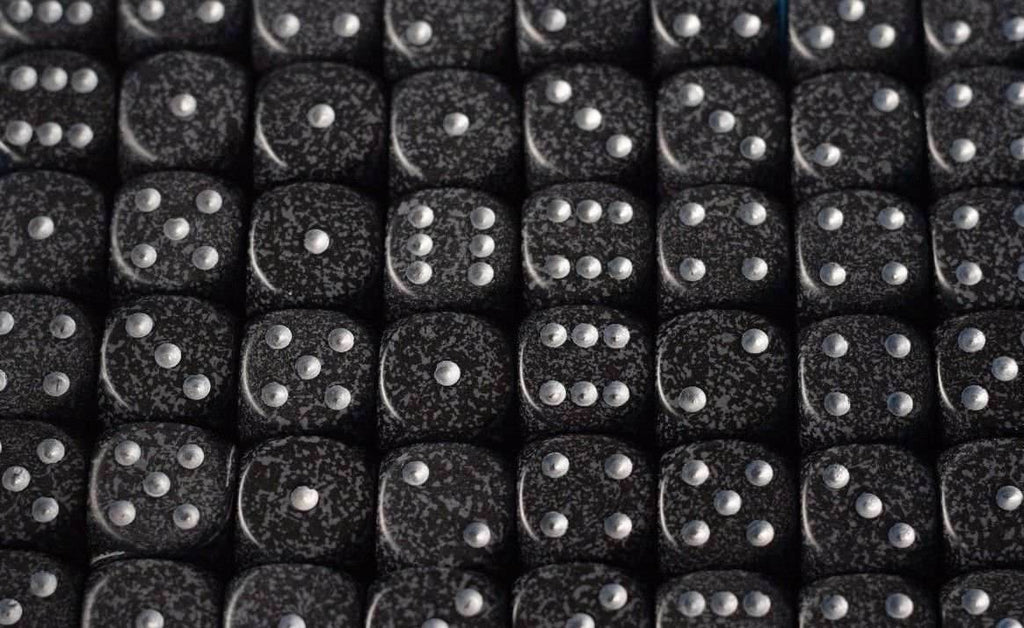 Ninja Speckled 16mm D6 Pipped | Black/Grey (sold per piece) - 