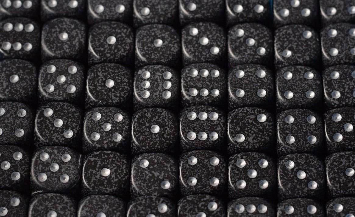 Ninja Speckled 16mm D6 Pipped | Black/Grey (sold per piece) - 