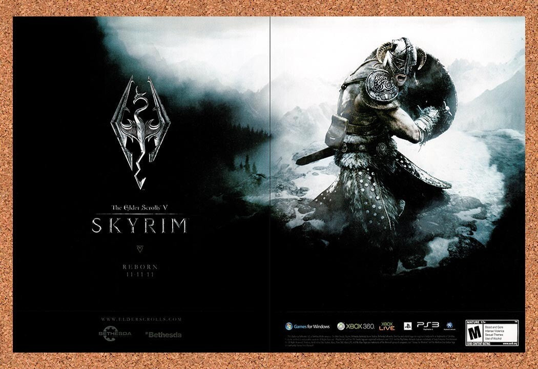 2011 Elder Scrolls V Skyrim Xbox 360 Original Ad v2