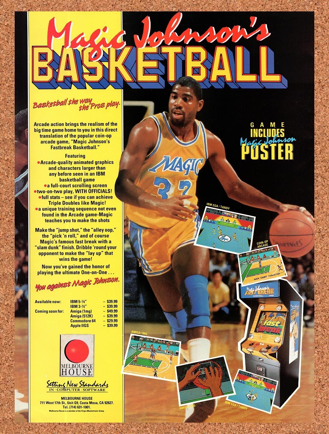 1989 Magic Johnsons Fastbreak Basketball IBM Original Ad v1