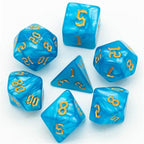 Blue Macaron 7-Dice Blend Set w/Gold Numbers - 