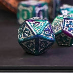 Two-Tone (Purple/Green) Huge Castle Dice (D6:25mm) 7-Dice - 
