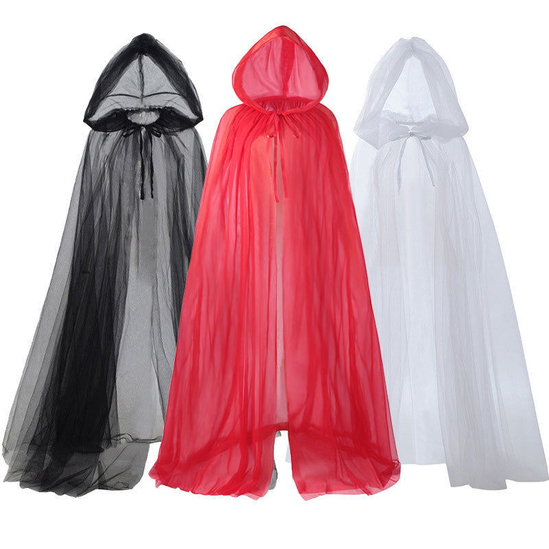 59 Inch Ghost Costume Hooded Cape Bride Hooded Cloak