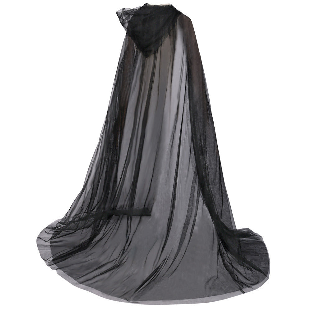 59 Inch Ghost Costume Hooded Cape Bride Hooded Cloak