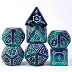 Two-Tone (Purple/Green) Huge Castle Dice (D6:25mm) 7-Dice - 