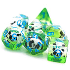 Panda on Green Field w/ Glitter 7-Dice Set - 