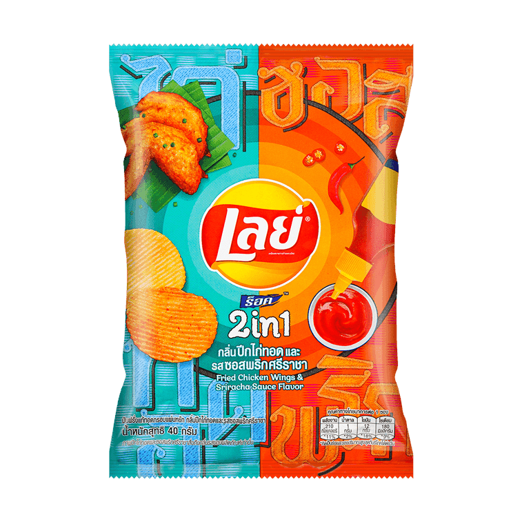 Lays 2-in-1 Potato Chips with BBQ Chicken Wings and Salsa Chili Flavor, 1.41 oz - 