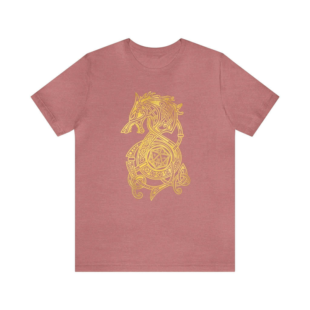 Golden Celtic Dice Dragon Shirt - Heather Mauve / S