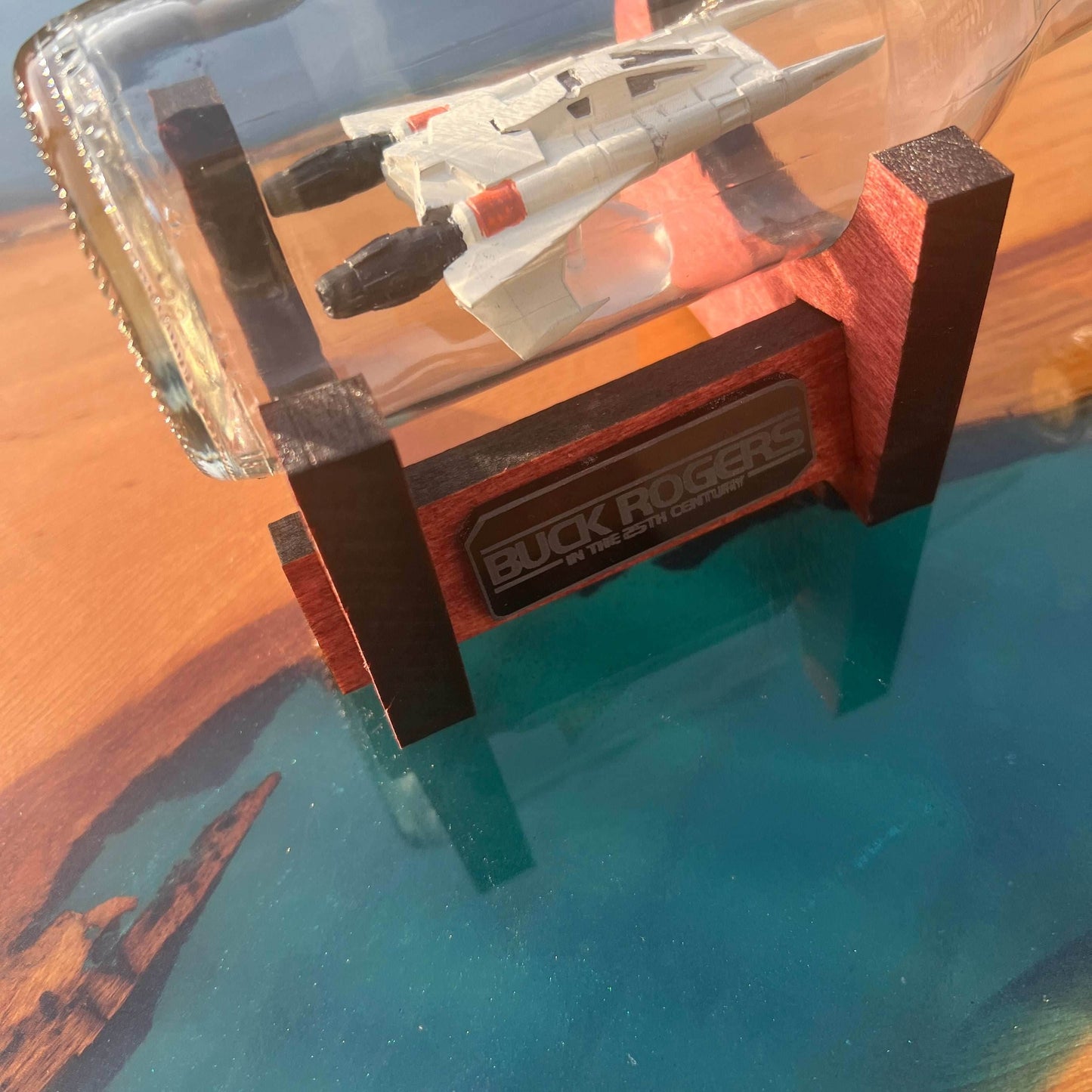 Buck Rogers Thunderfighter Starship in a Bottle - With Stand