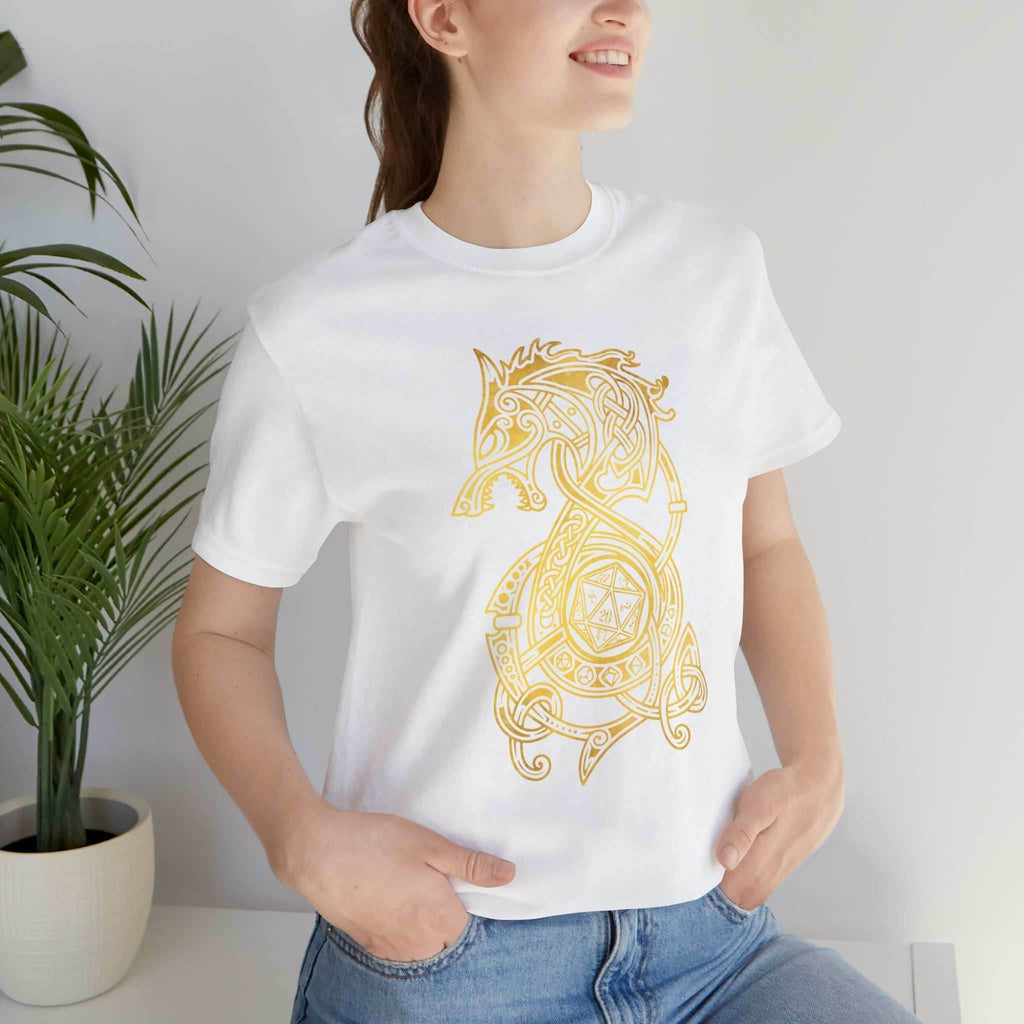 Golden Celtic Dice Dragon Shirt - Army / S