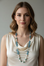 Blue Haze Long Beaded Necklace