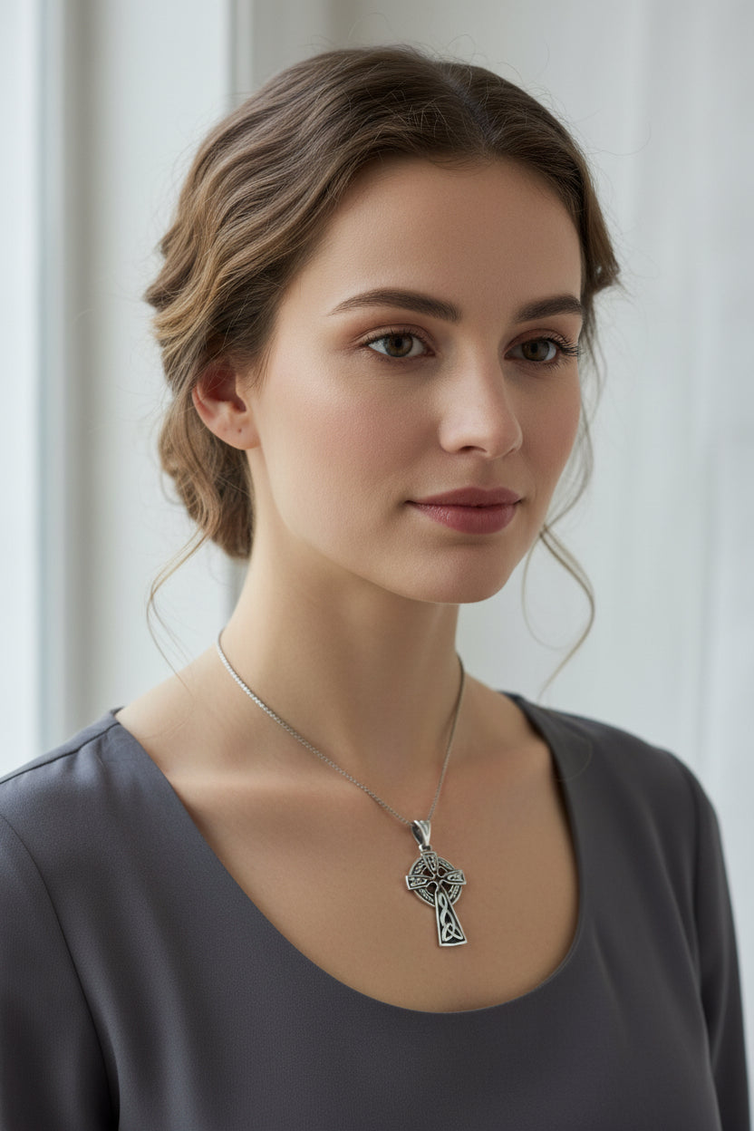 Saint Cuthbert Celtic Cross Necklace