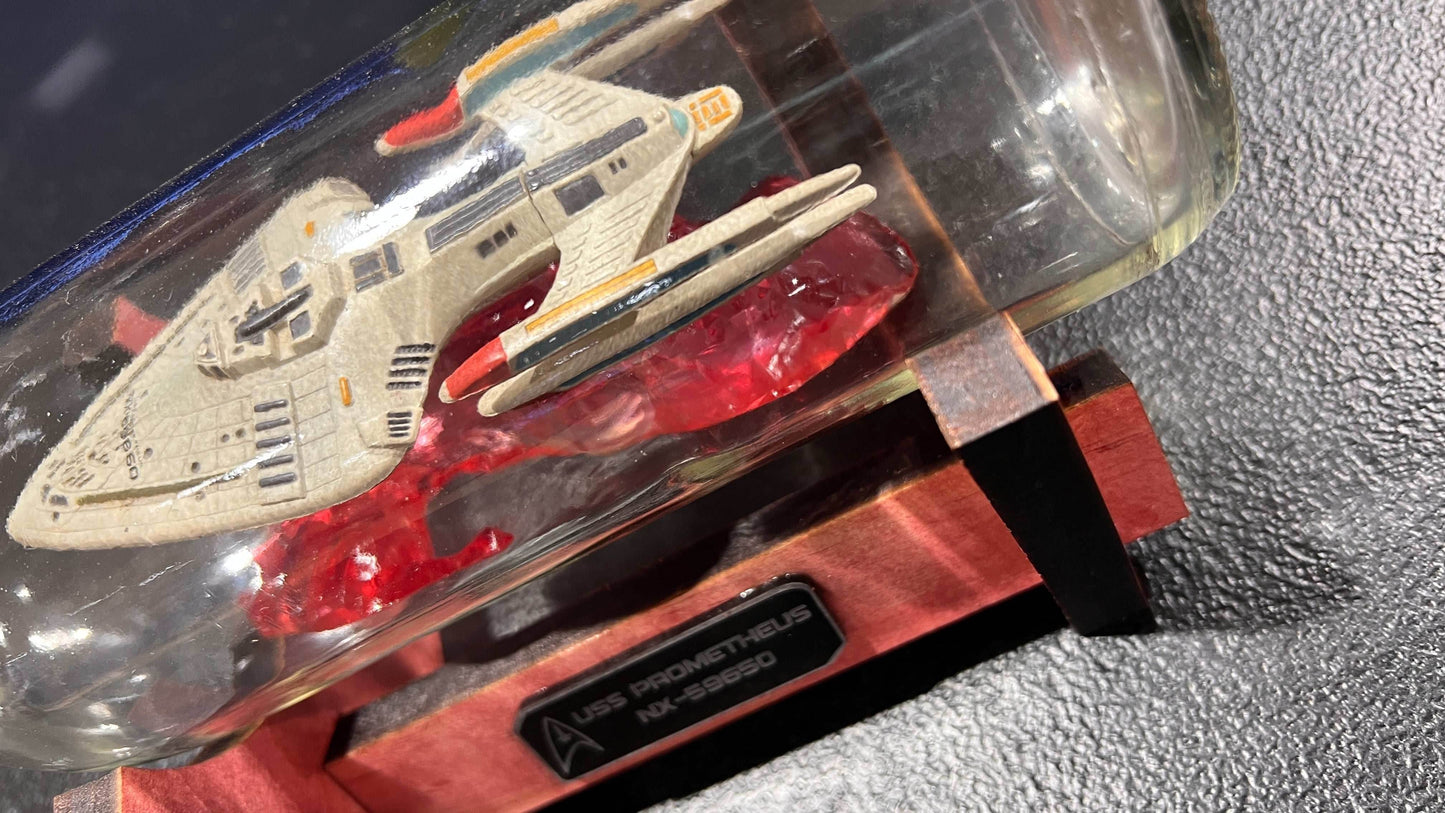 Star Trek USS Prometheus NX-59650 Starship in a Bottle - With Stand