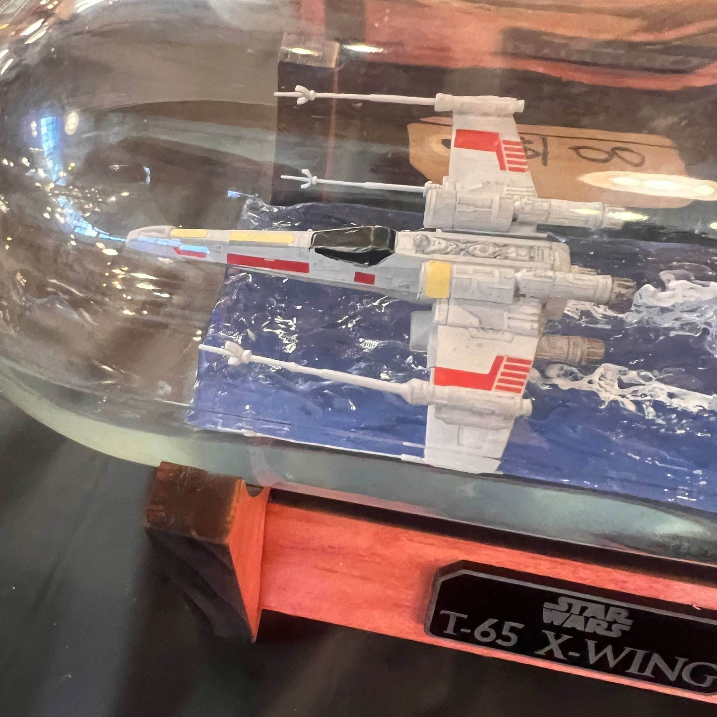 Star Wars X-Wing Over Water in a Wine Bottle - With Stand
