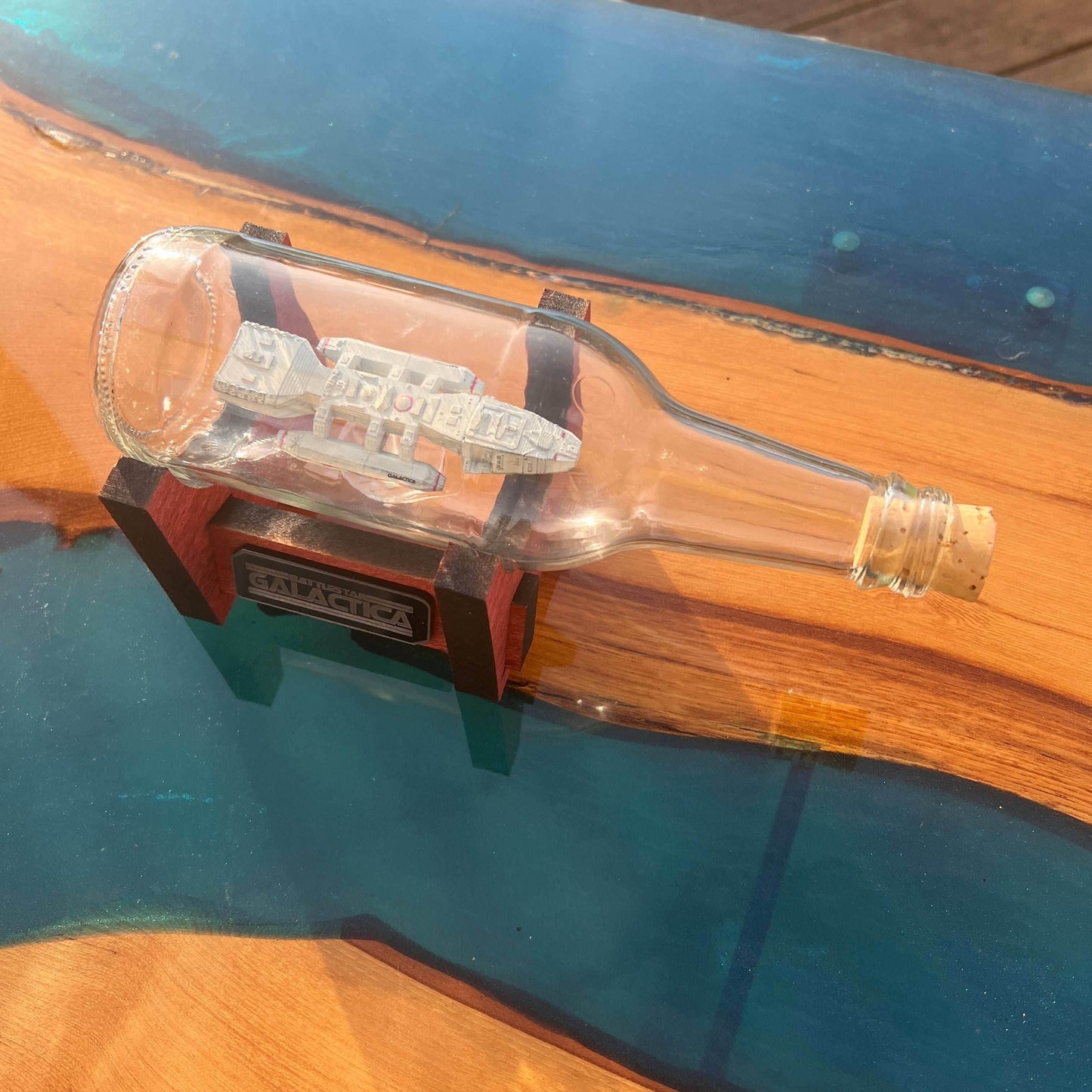 Battlestar Galactica Starship in a Bottle - With Stand