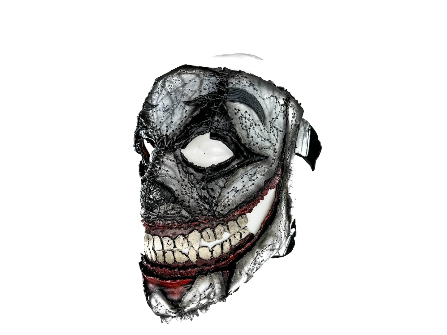 Genuine Leather Mask - GigaMyme Clown - Handmade Mime Full Face Cover for Halloween, Performance or Cosplay Costume - 