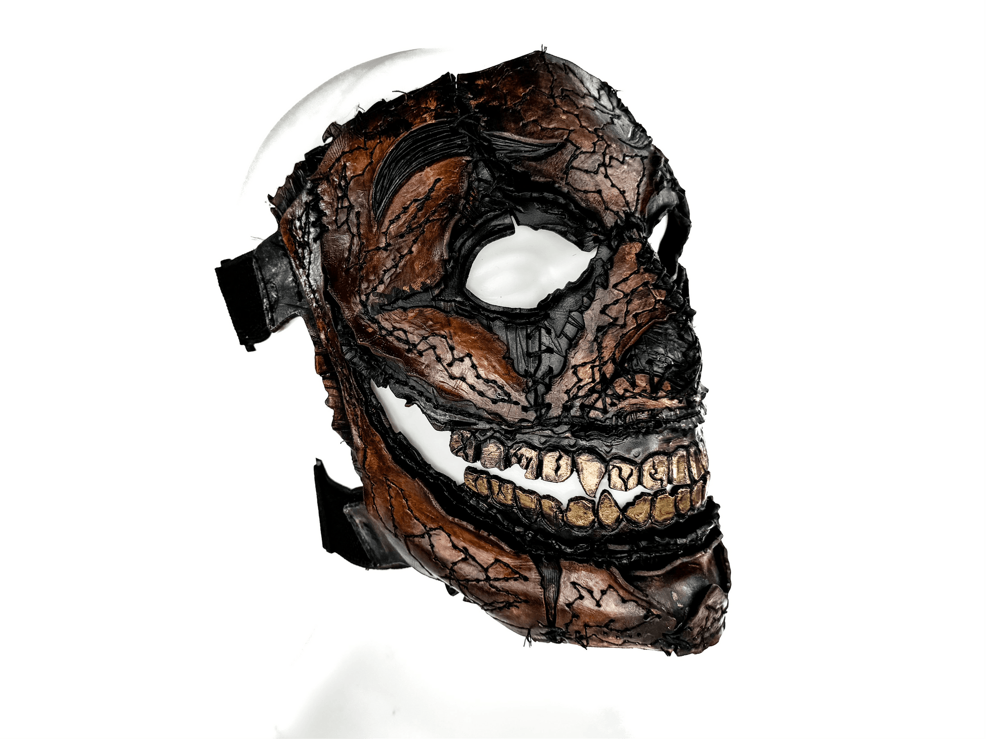 Genuine Leather Mask - GigaMyme Leatherface Edition - Handmade Mime Full Face Cover for Halloween, Performance or Cosplay Costume - 