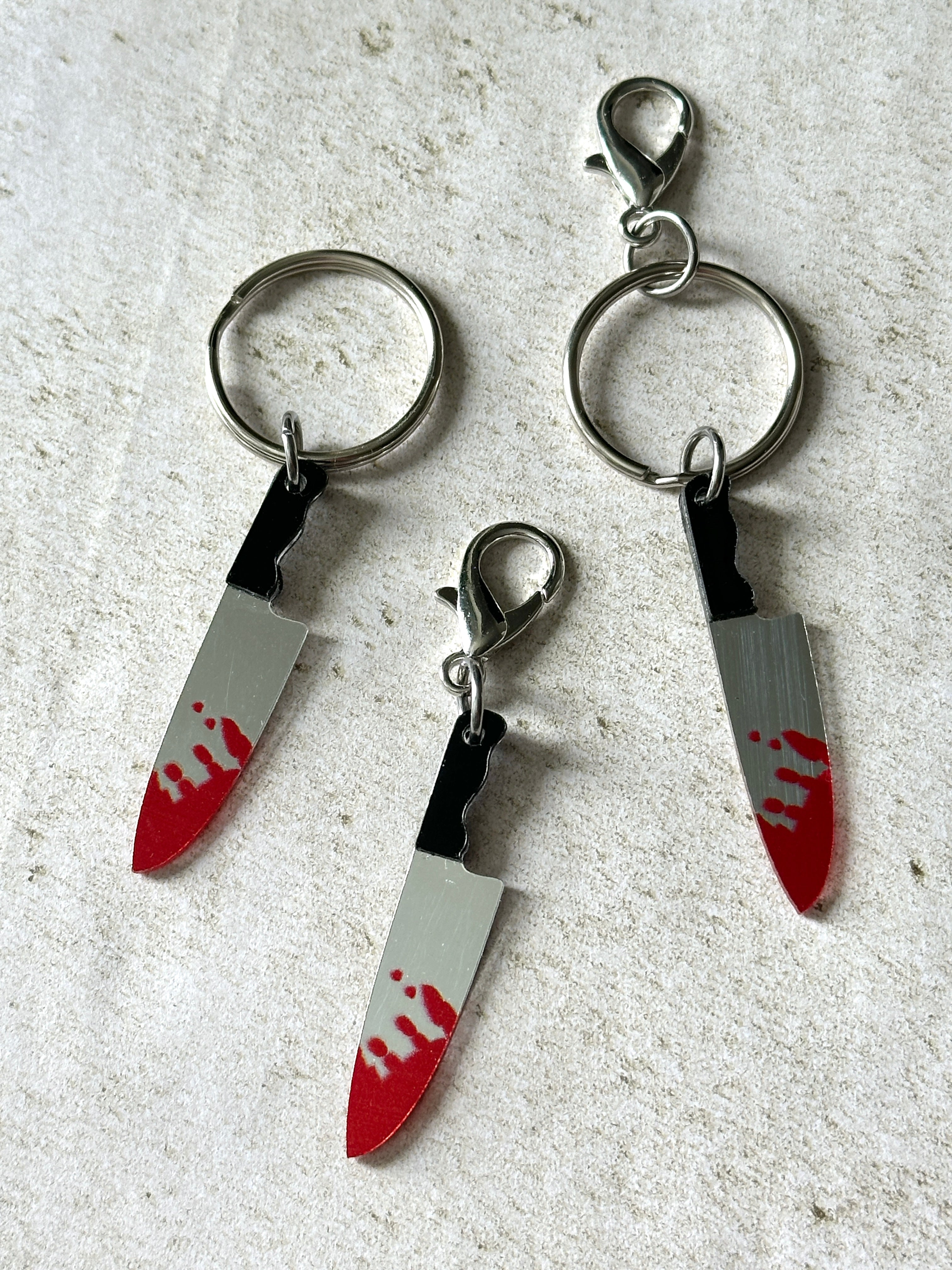 Horror Lover Bloody Knife Zipper Pull Bag Charm Keychain