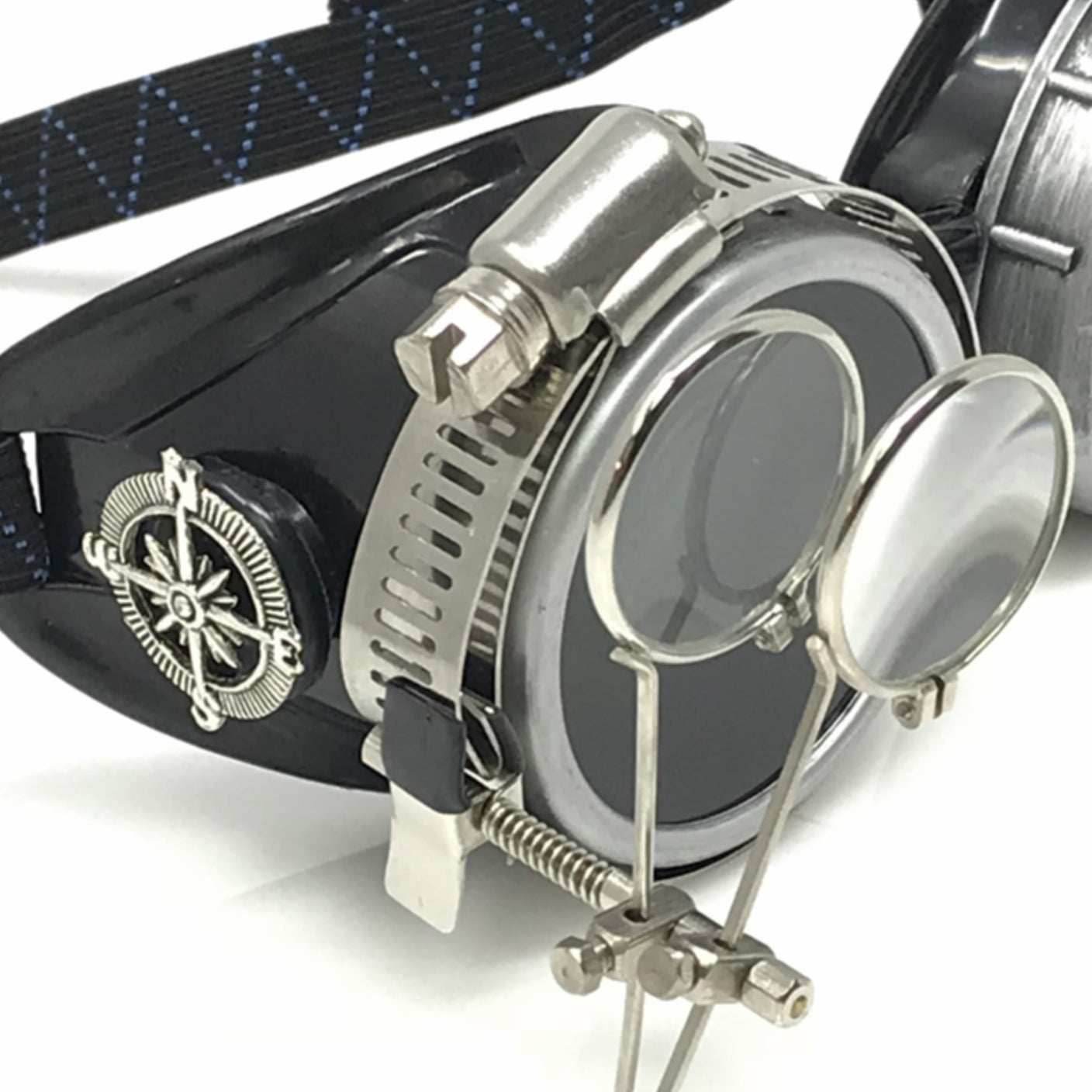 Diesel goth punk Vespa Goggles with magnifying eye loupes black lenses - 