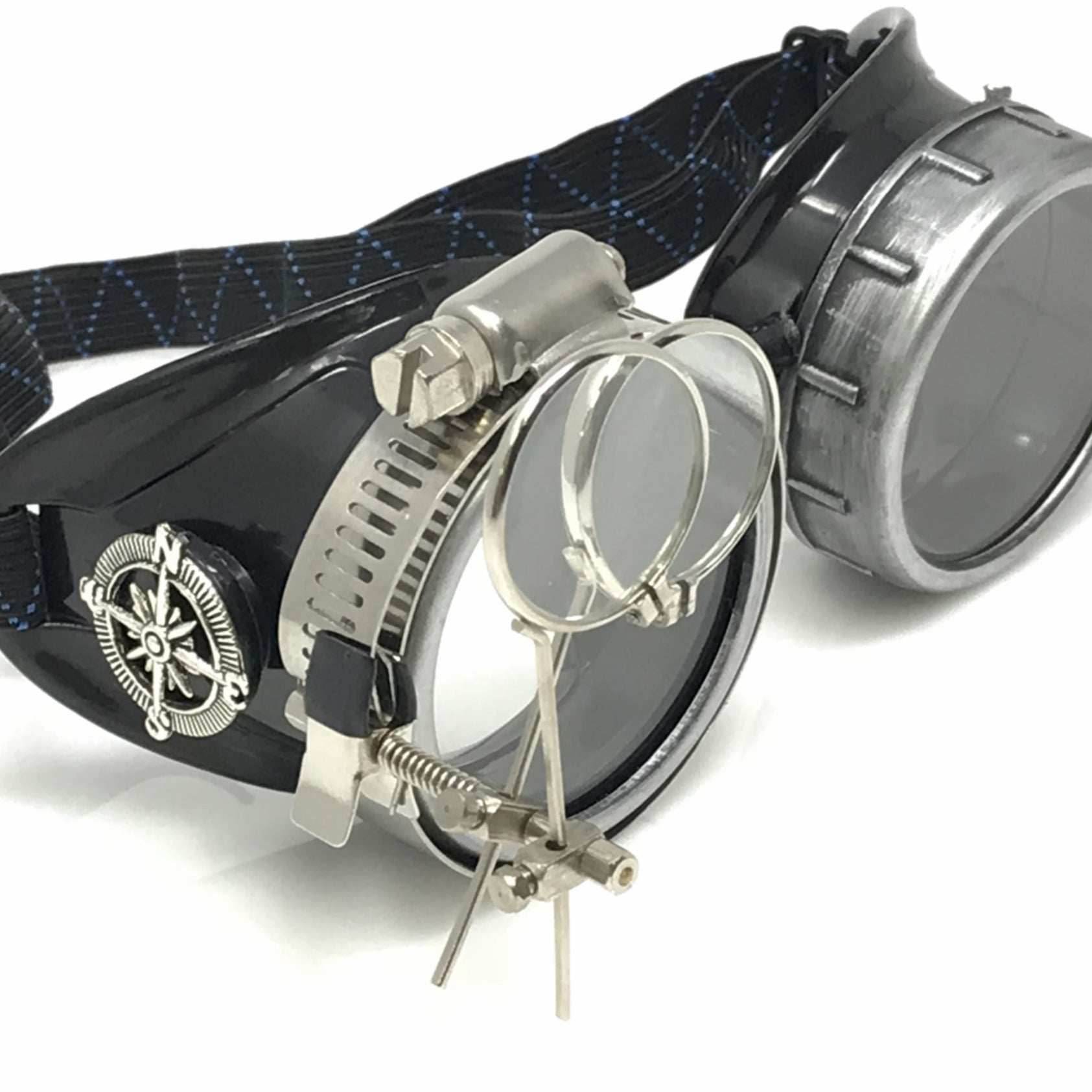 Motorcycle Goggles with magnifying eye loupes clear lenses - 