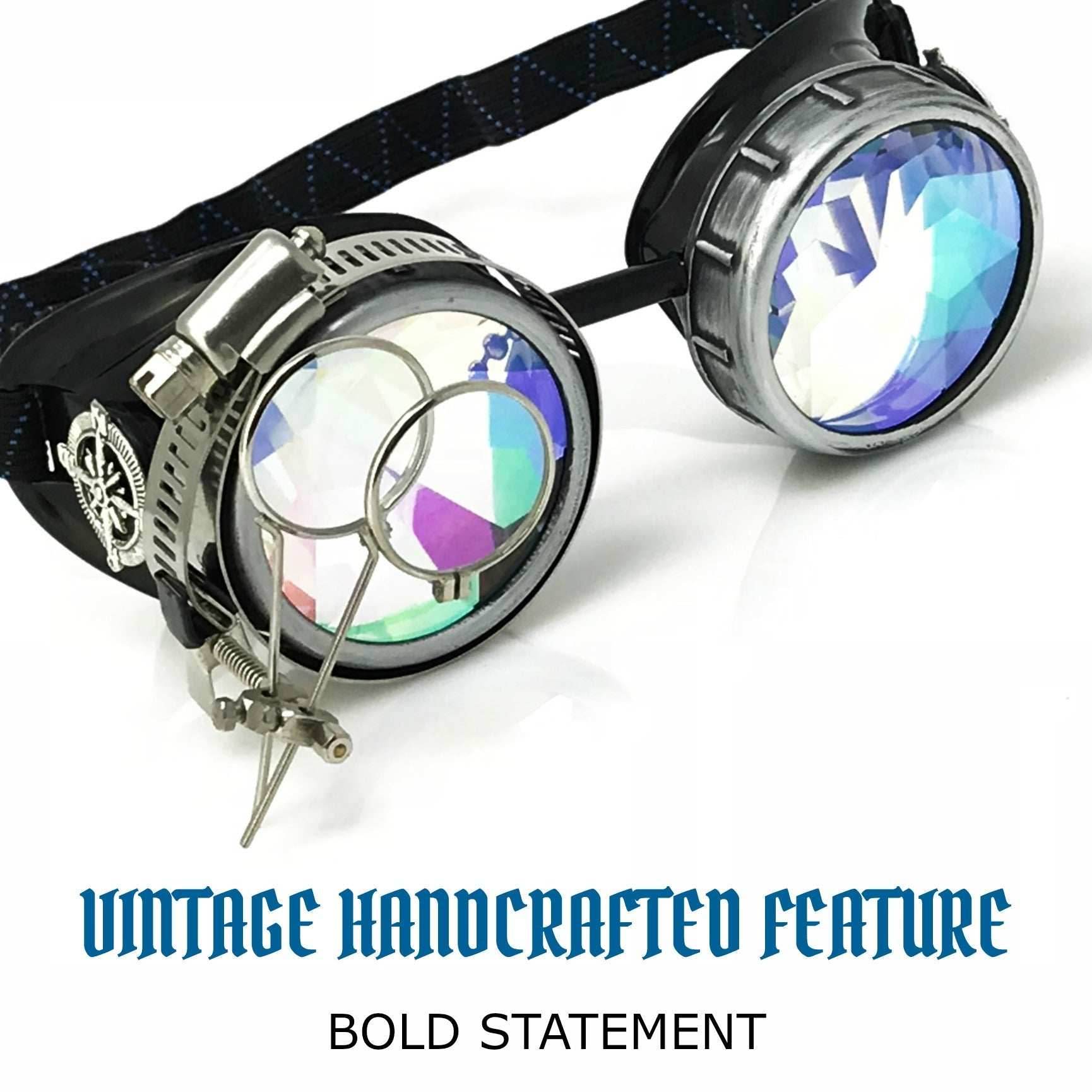 DJ approved glasses Rave eyewear with magnifying eye loupes kaleidoscope lenses - 