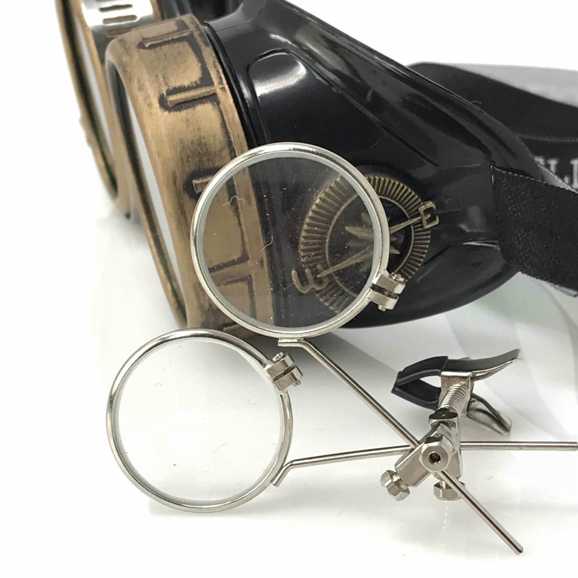 Steampunk Goggles with magnifying loupes green lenses - 