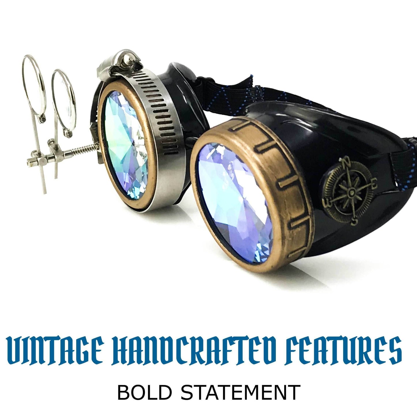 Steampunk Goggles with magnifying loupes kaleidoscope lenses - 