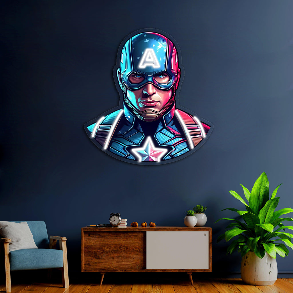 UV Printed Captain America Neon Sign,Neon Wall Art,Neon Light Sign