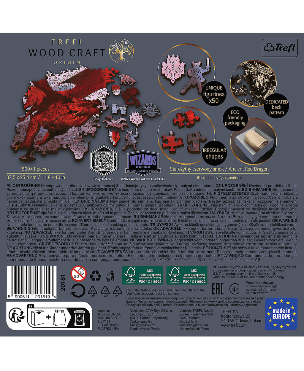 Wooden Puzzle: Dungeons & Dragons - Ancient Red Dragon (Wood Craft) - 