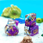 Purple w/Blue Starfish Dice 7-Dice Set Resin Dungeons and Dragons Dice - 