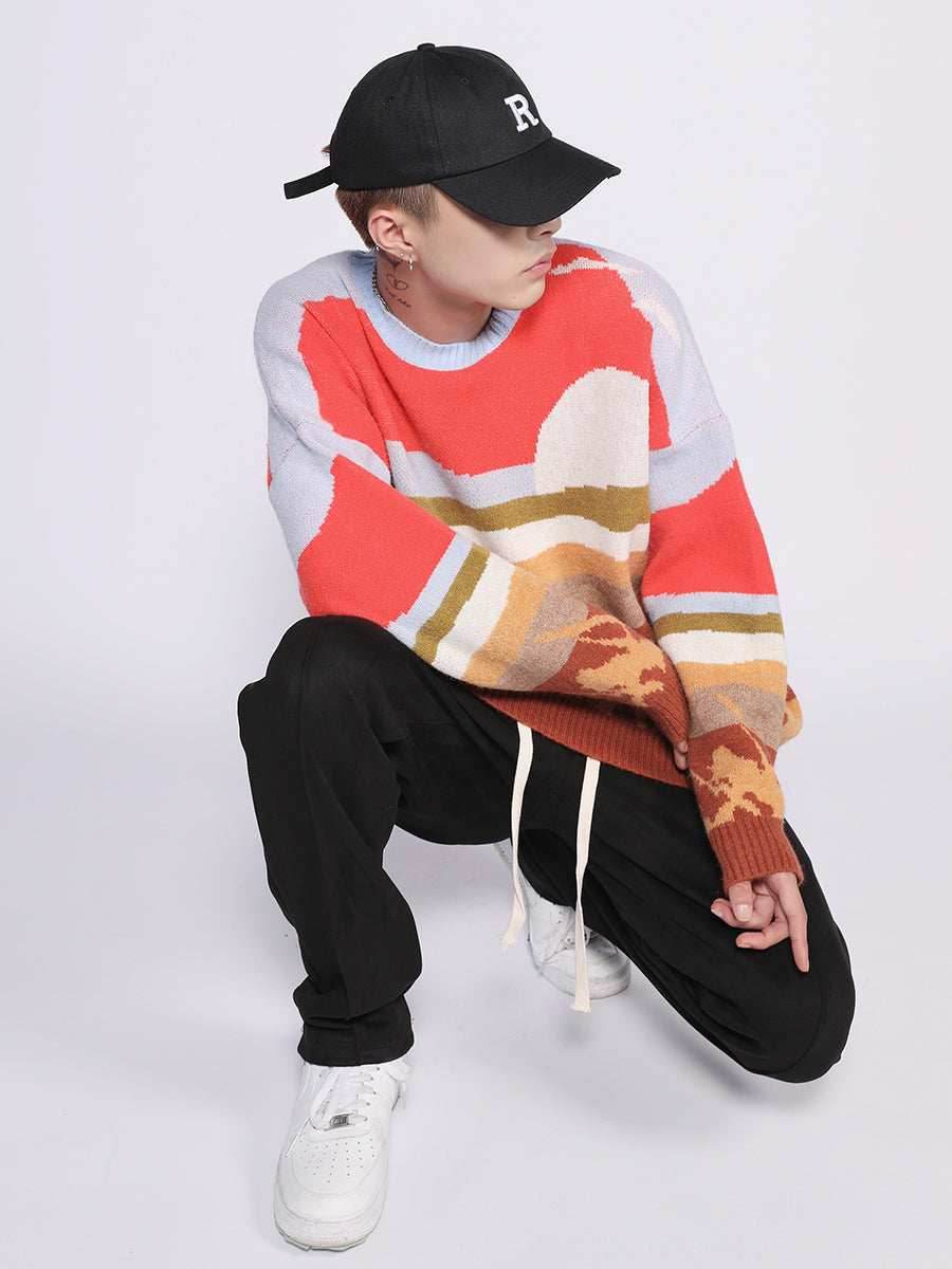 Farmland Artwork Knit Sweater - M