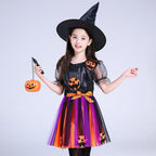 Halloween Costume Children Cosplay Children Halloween Costume Witch Skirt Hat Cosplay Ball Pumpkin
