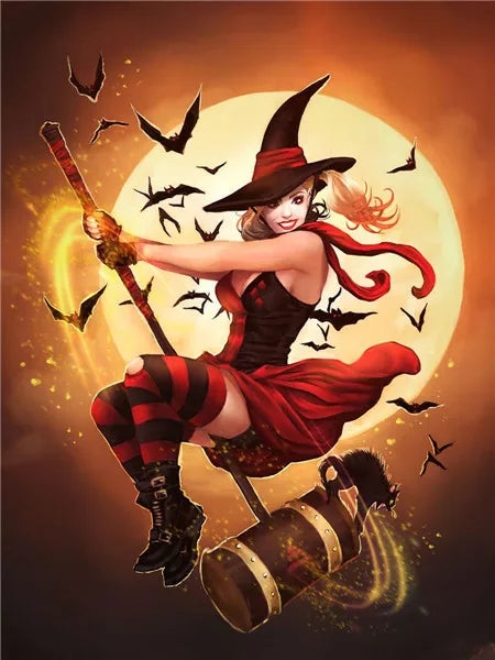 5d diy Diamond Painting  Halloween Witch Cross Stitch Diamond Embroidery